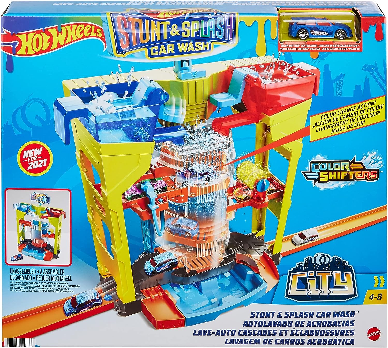  Hot Wheels Track Set and Toy Car, Large-Scale